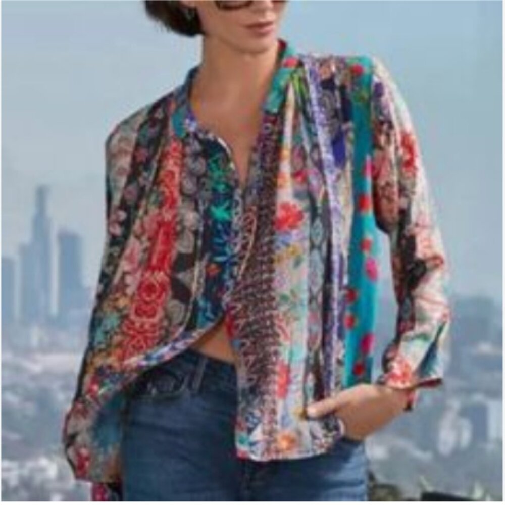 Johnny Was Treble Sofia Patchwork Floral-Print Bl… - image 2